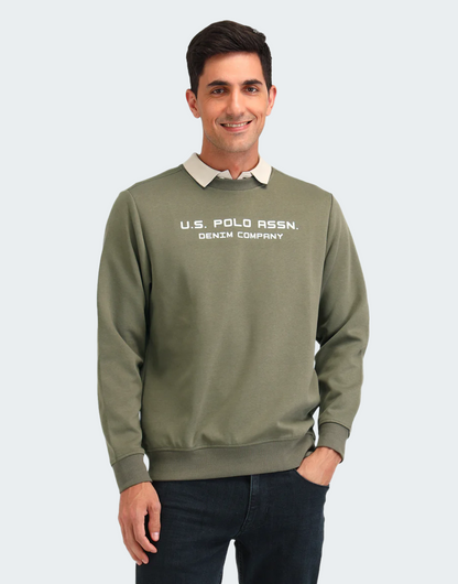 Smoky Olive Brand Printed Regular Fit Sweatshirt