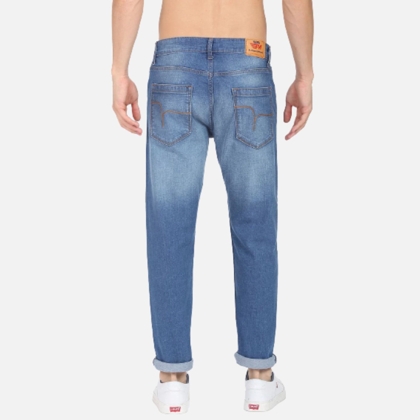 Blue Slash Slim Tapered Fit Stone Wash Jeans