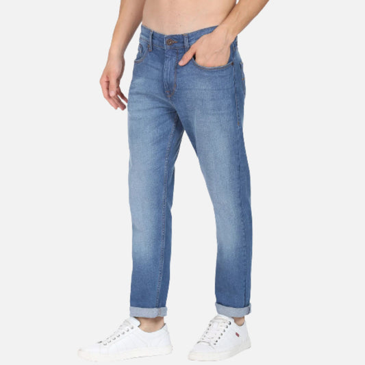 Blue Slash Slim Tapered Fit Stone Wash Jeans