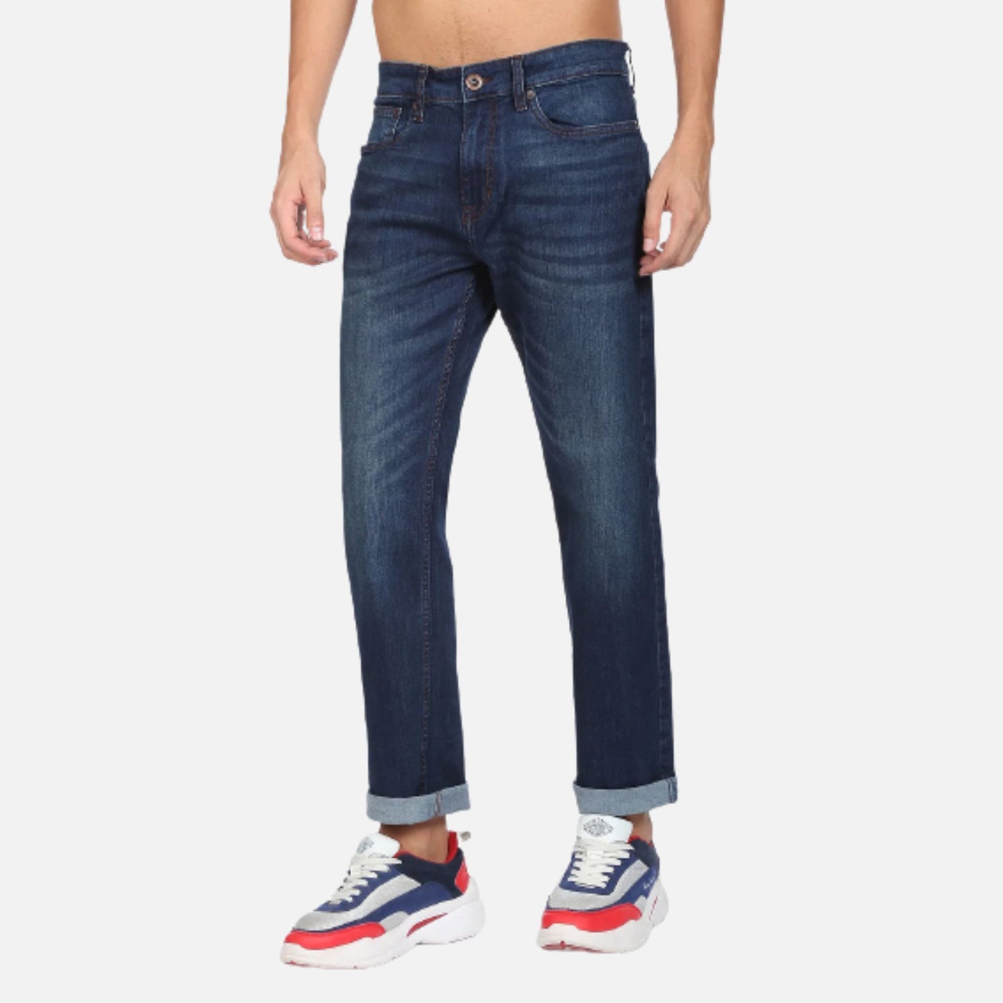 Dark Blue Whiskered F-Jango Straight Fit Jeans