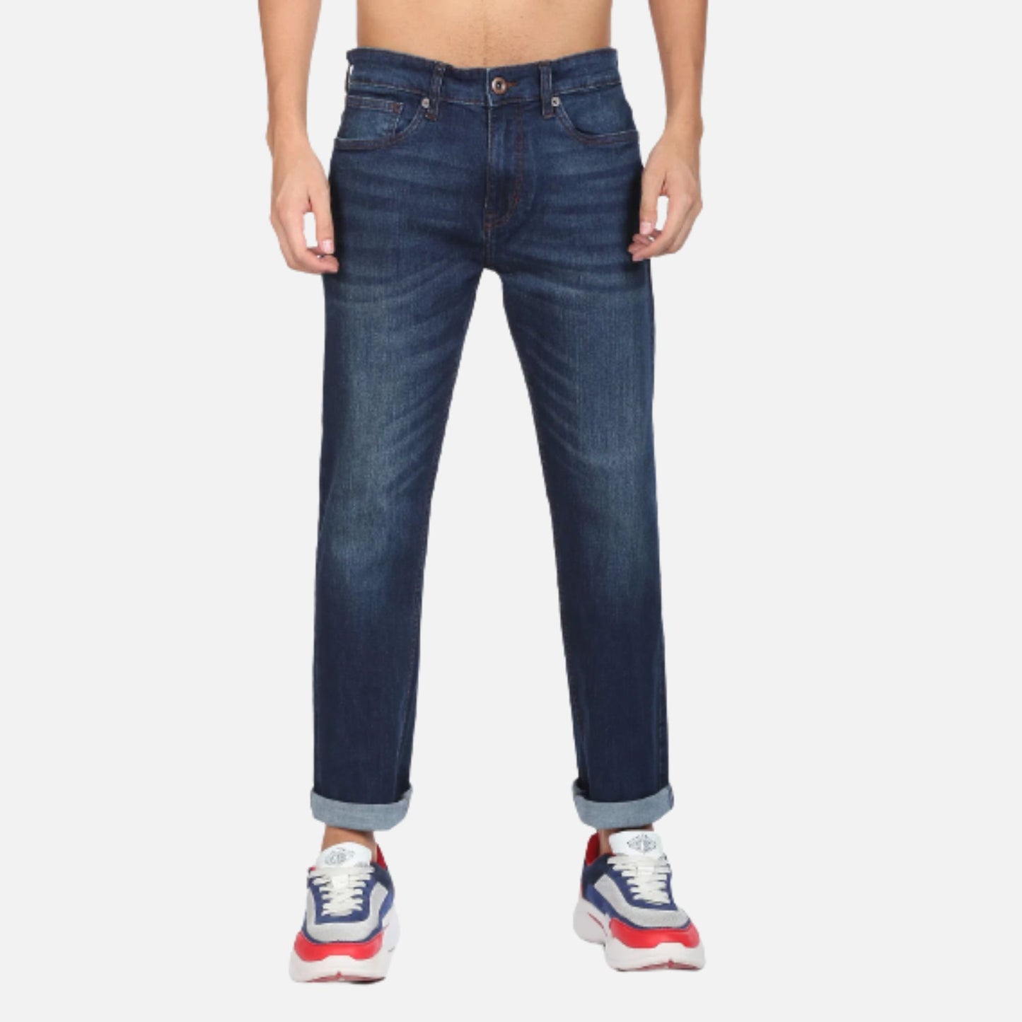 Dark Blue Whiskered F-Jango Straight Fit Jeans