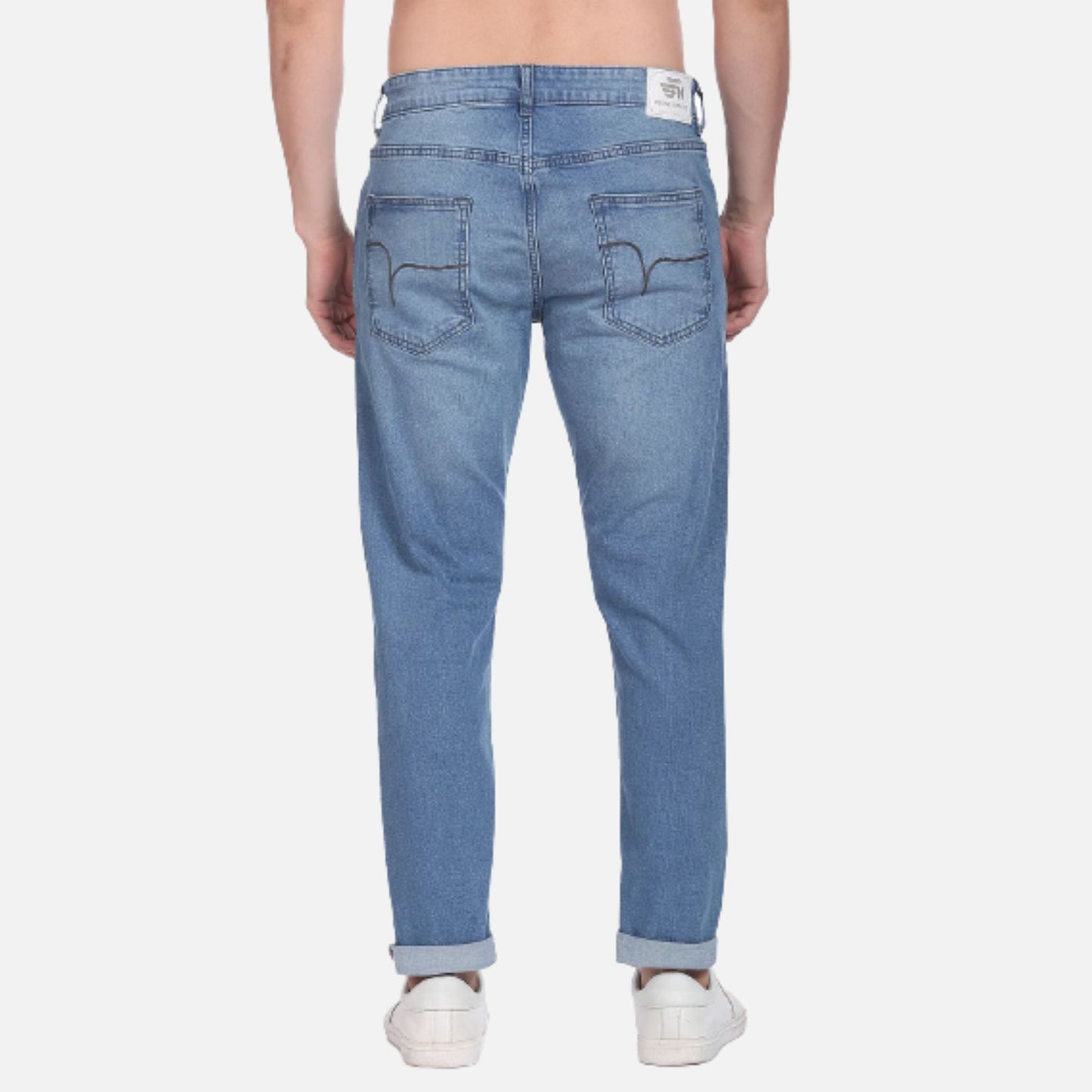 Light Blue Slash Slim Tapered Fit Jeans