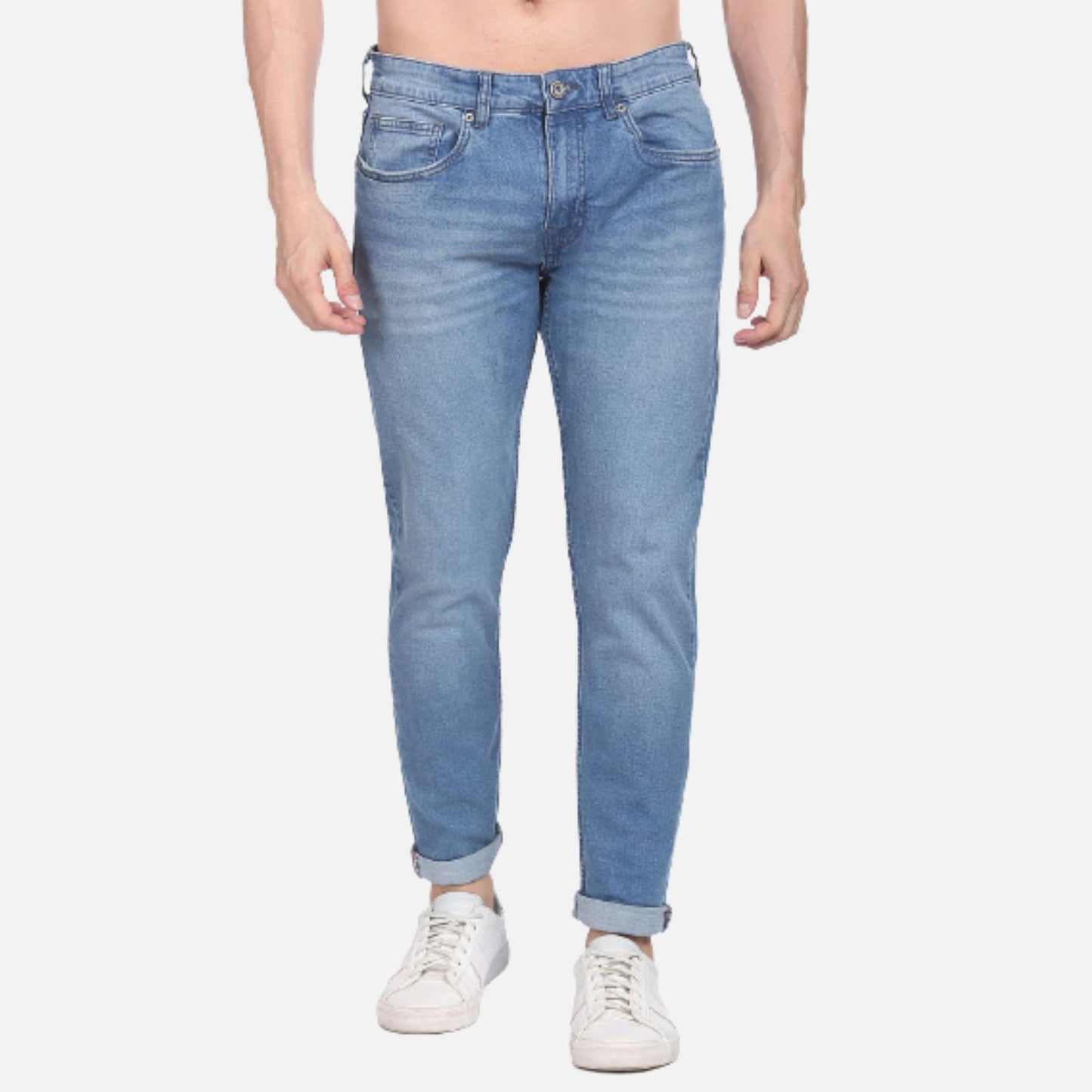 Light Blue Slash Slim Tapered Fit Jeans