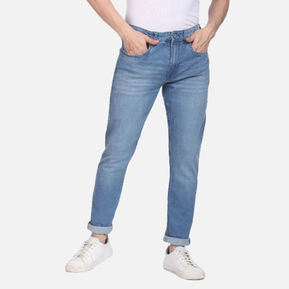 Light Blue Slash Slim Tapered Fit Jeans