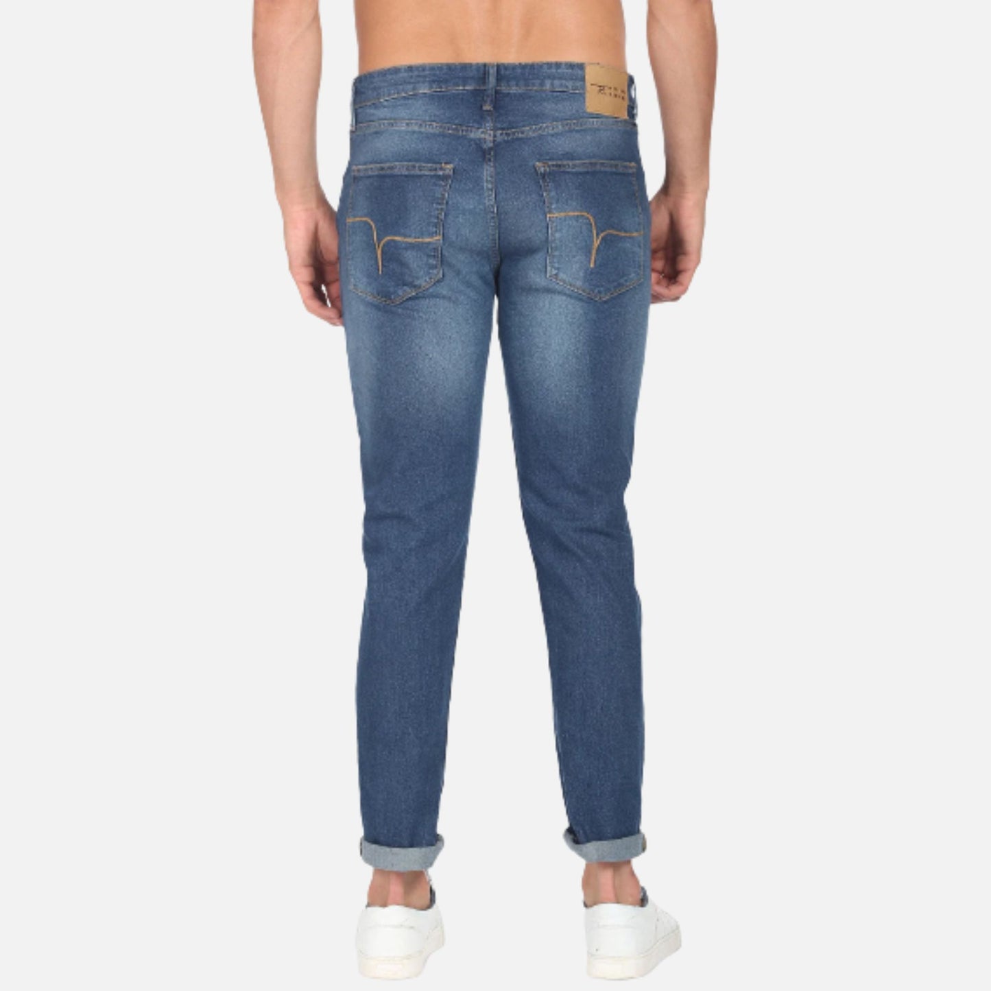 Stone Wash Slash Slim Tapered Fit Jeans