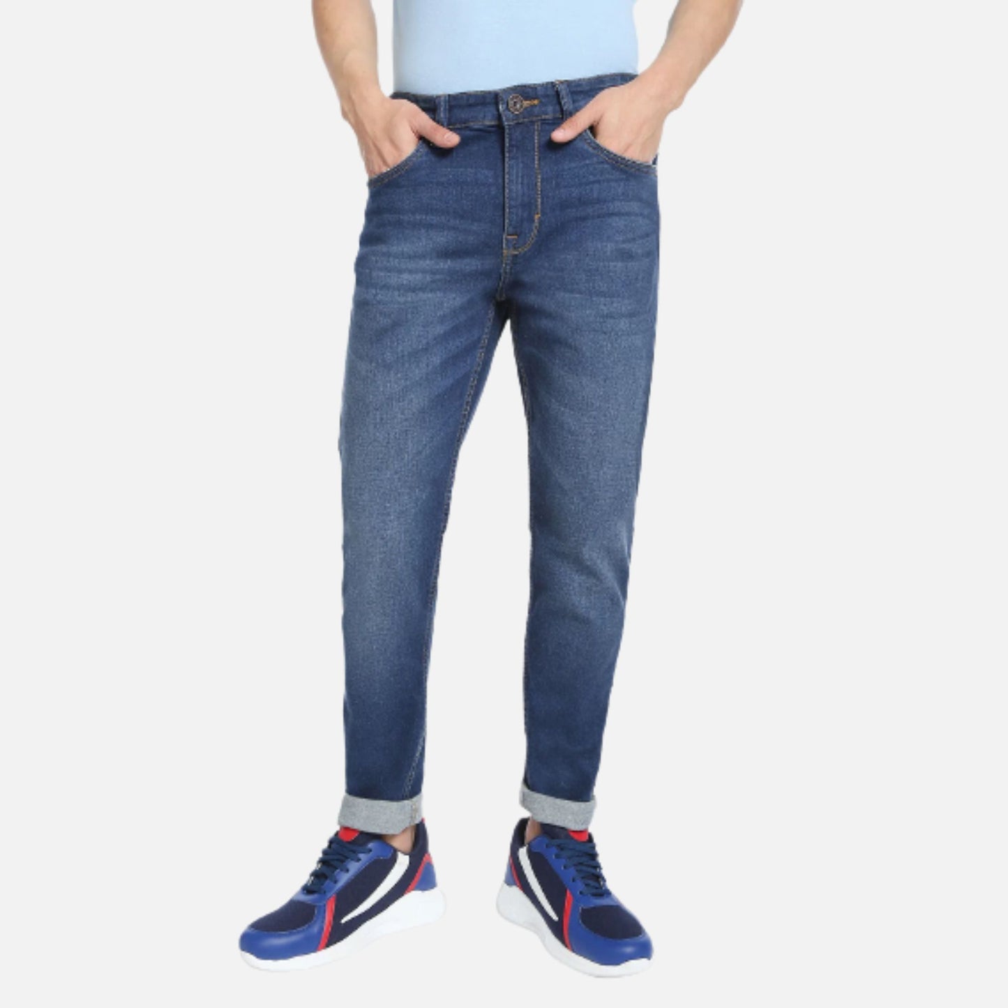 Slash Slim Tapered Mid Rise Jeans