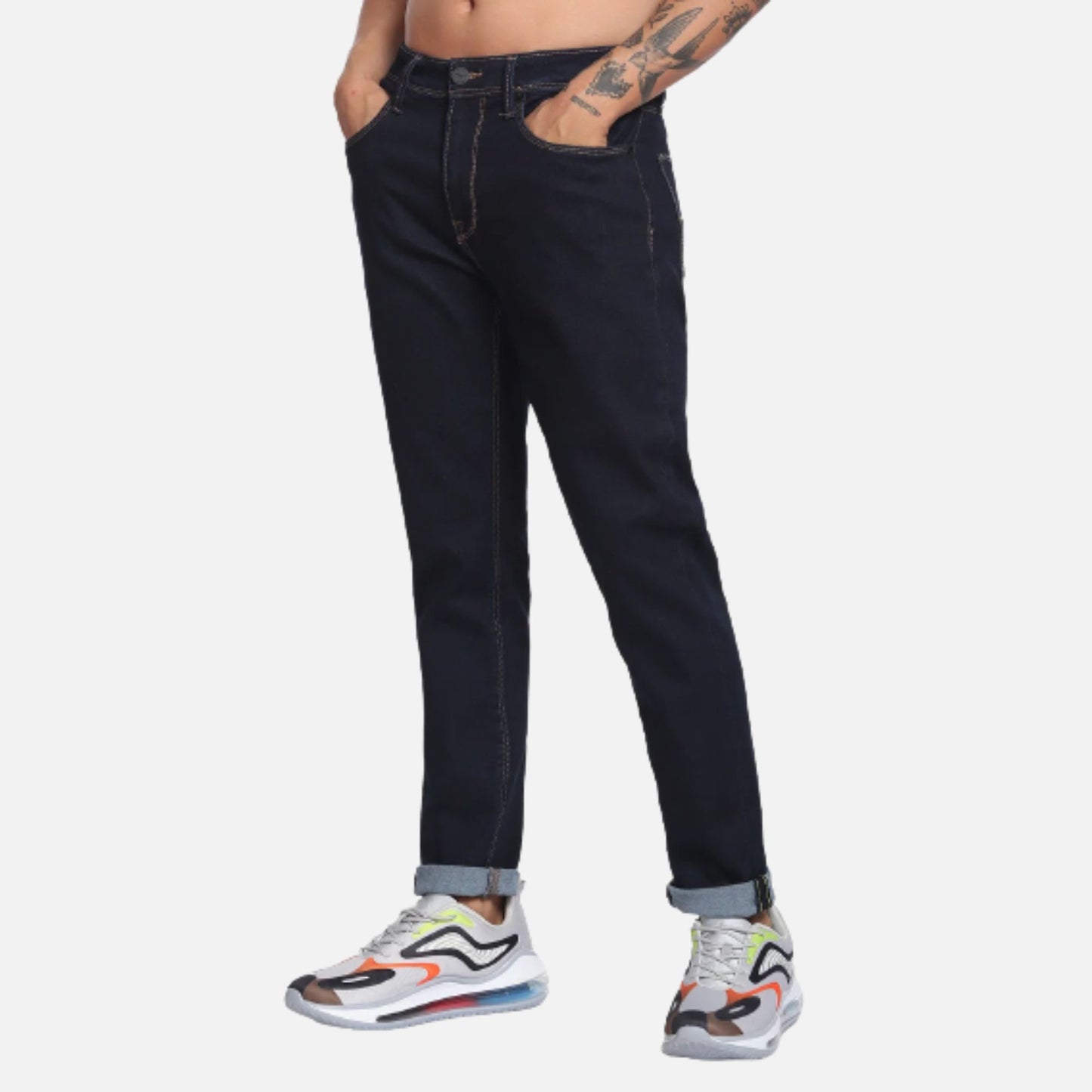 Mid Rise Slash Slim Tapered Fit Luxe F-Lite Jeans