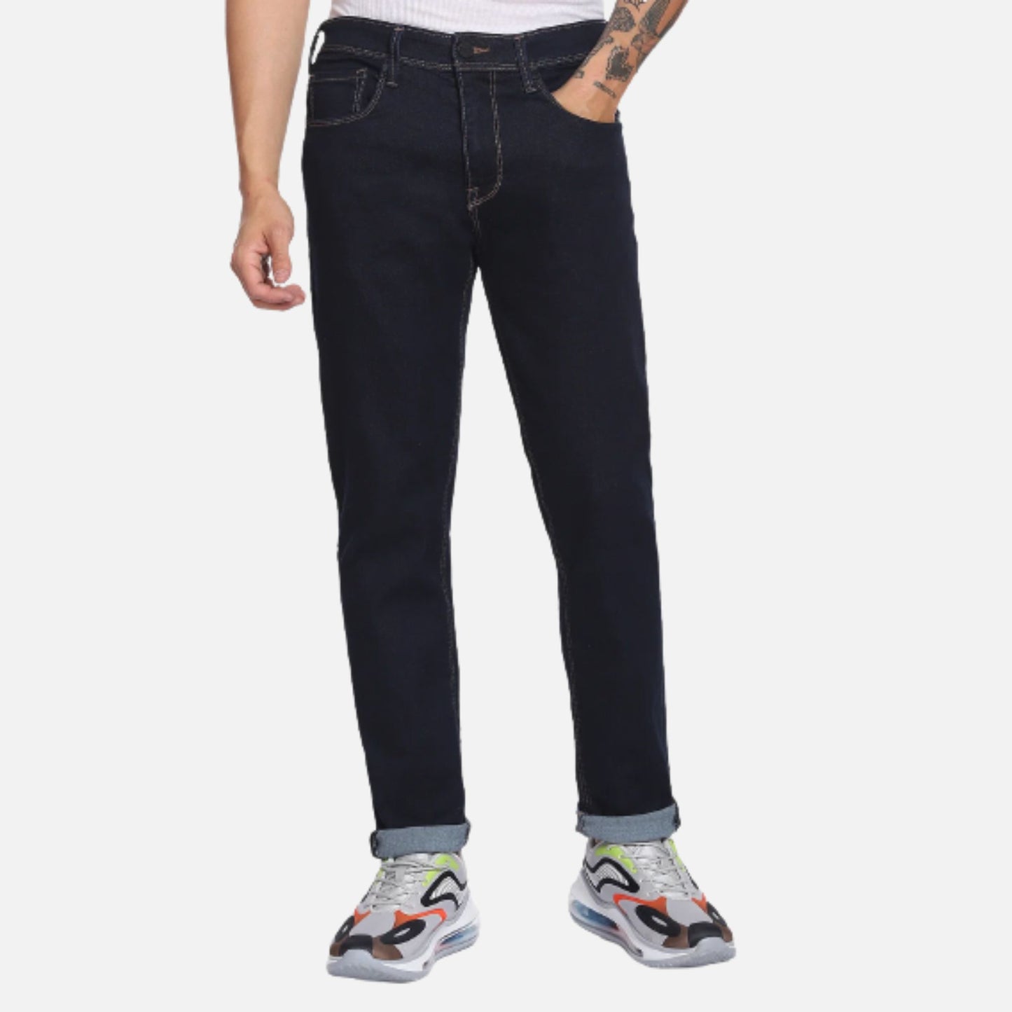 Mid Rise Slash Slim Tapered Fit Luxe F-Lite Jeans