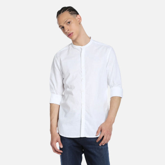 Mandarin Collar Solid Shirt