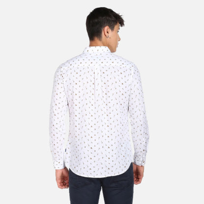 Slub Floral Slim Fit Casual Shirt