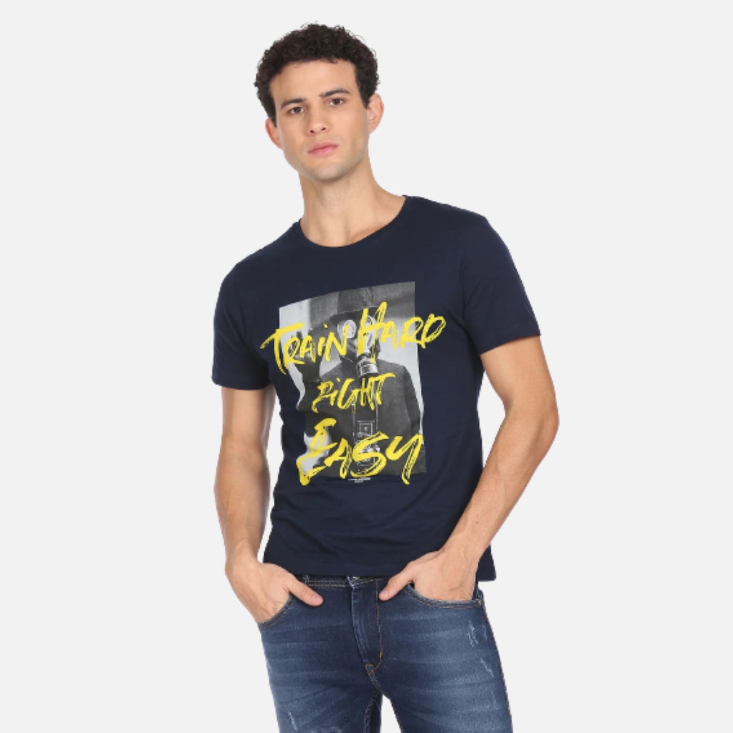 Navy Pure Cotton Graphic Print T-Shirt