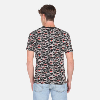 Black Pure Cotton All Over Print T-Shirt