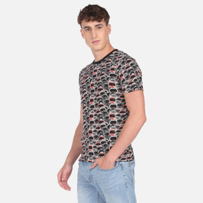 Black Pure Cotton All Over Print T-Shirt