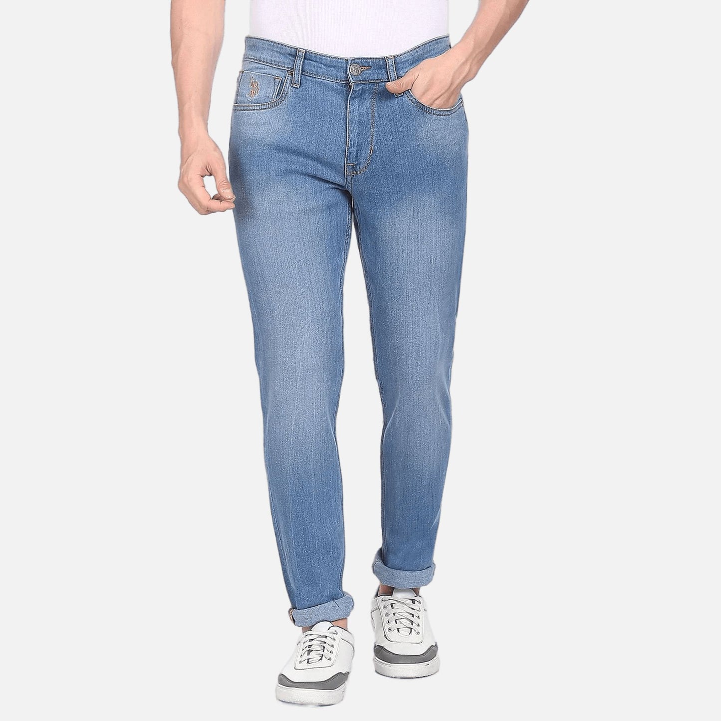 Blue Brandon Slim Tapered Fit Stone Wash Jeans