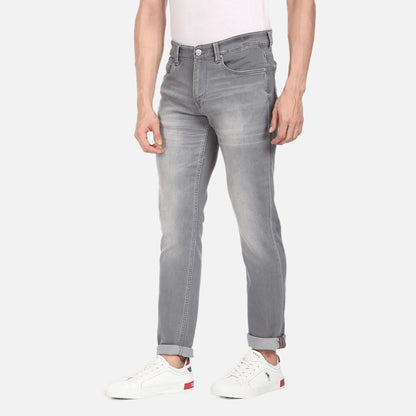 Grey Brandon Slim Tapered Fit Stone Wash Jeans