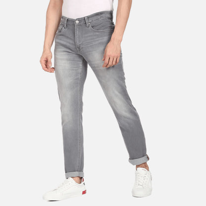 Grey Brandon Slim Tapered Fit Stone Wash Jeans