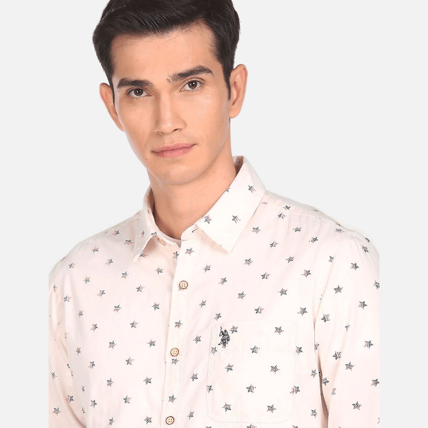 Spread Collar Printed Casual Shirt