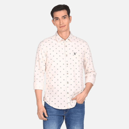 Spread Collar Printed Casual Shirt