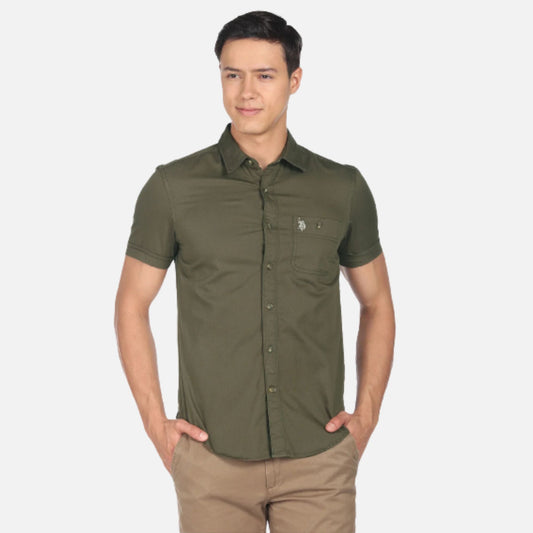 Twill Slim Fit Solid Casual Shirt