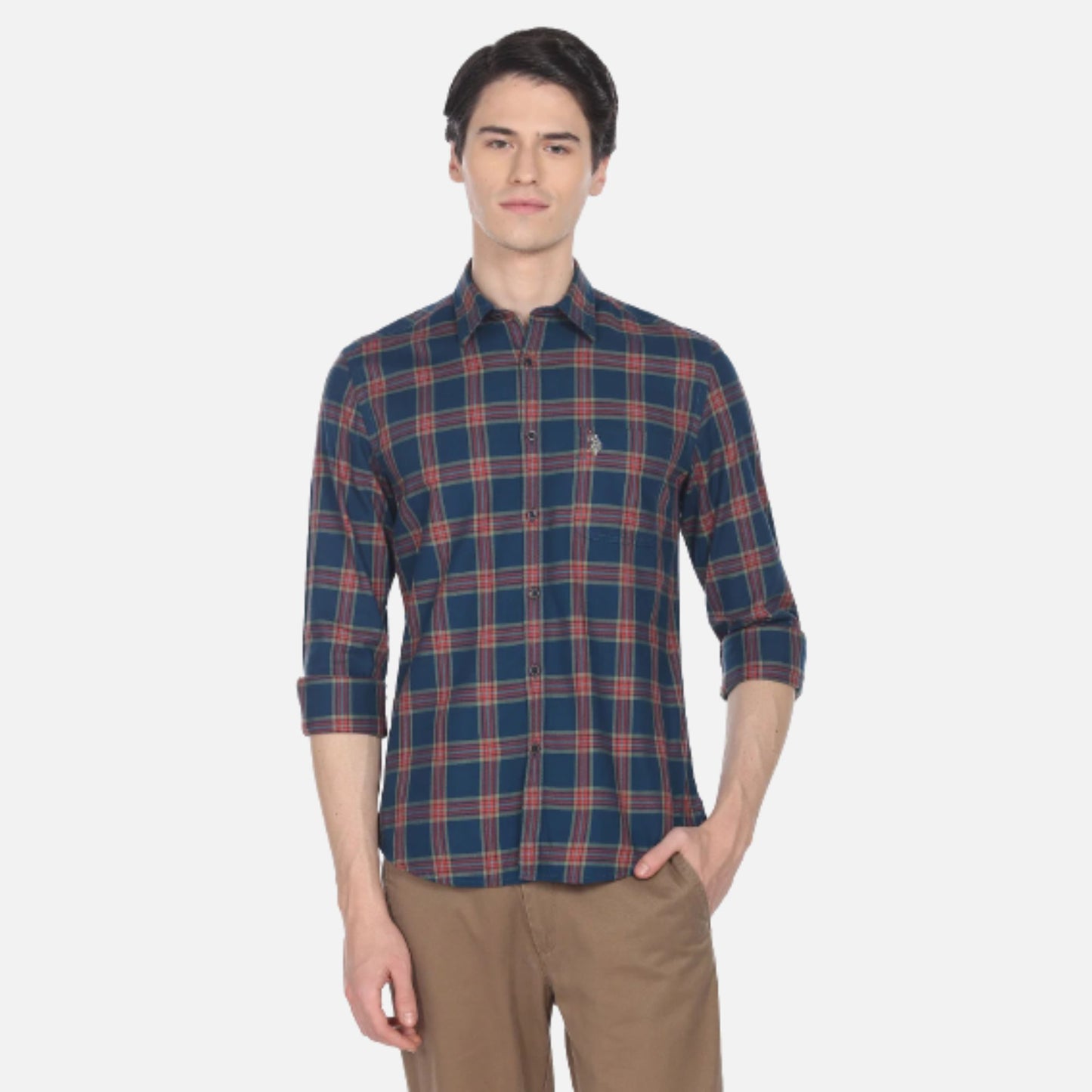 Utility Tartan Check Slim Fit Casual Shirt