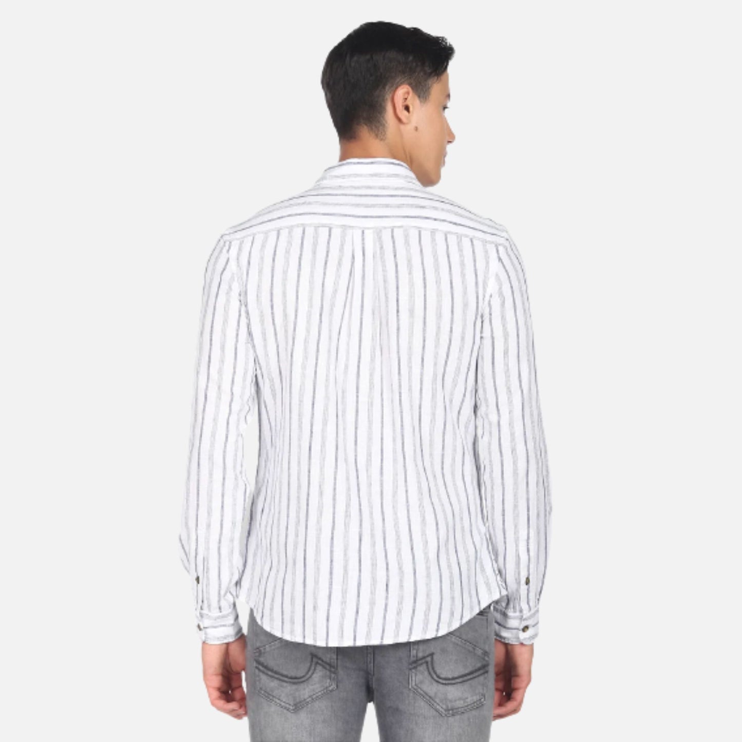 Vertical Stripe Heathered Casual Shirt