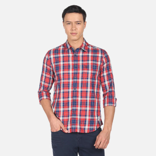 Twill Plaid Check Casual Shirt