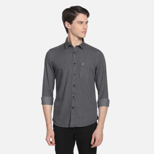 Cutaway Collar Chambray Casual Shirt