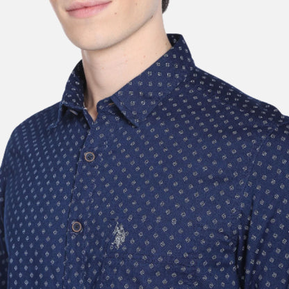 Geometric Print Cotton Casual Shirt