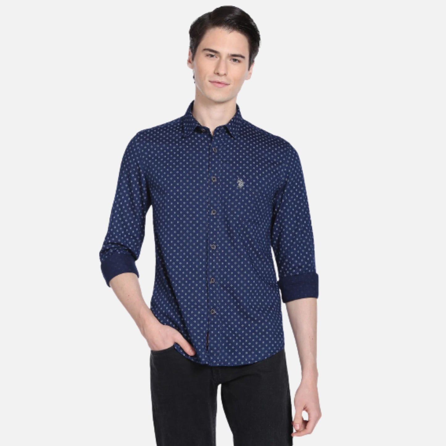 Geometric Print Cotton Casual Shirt