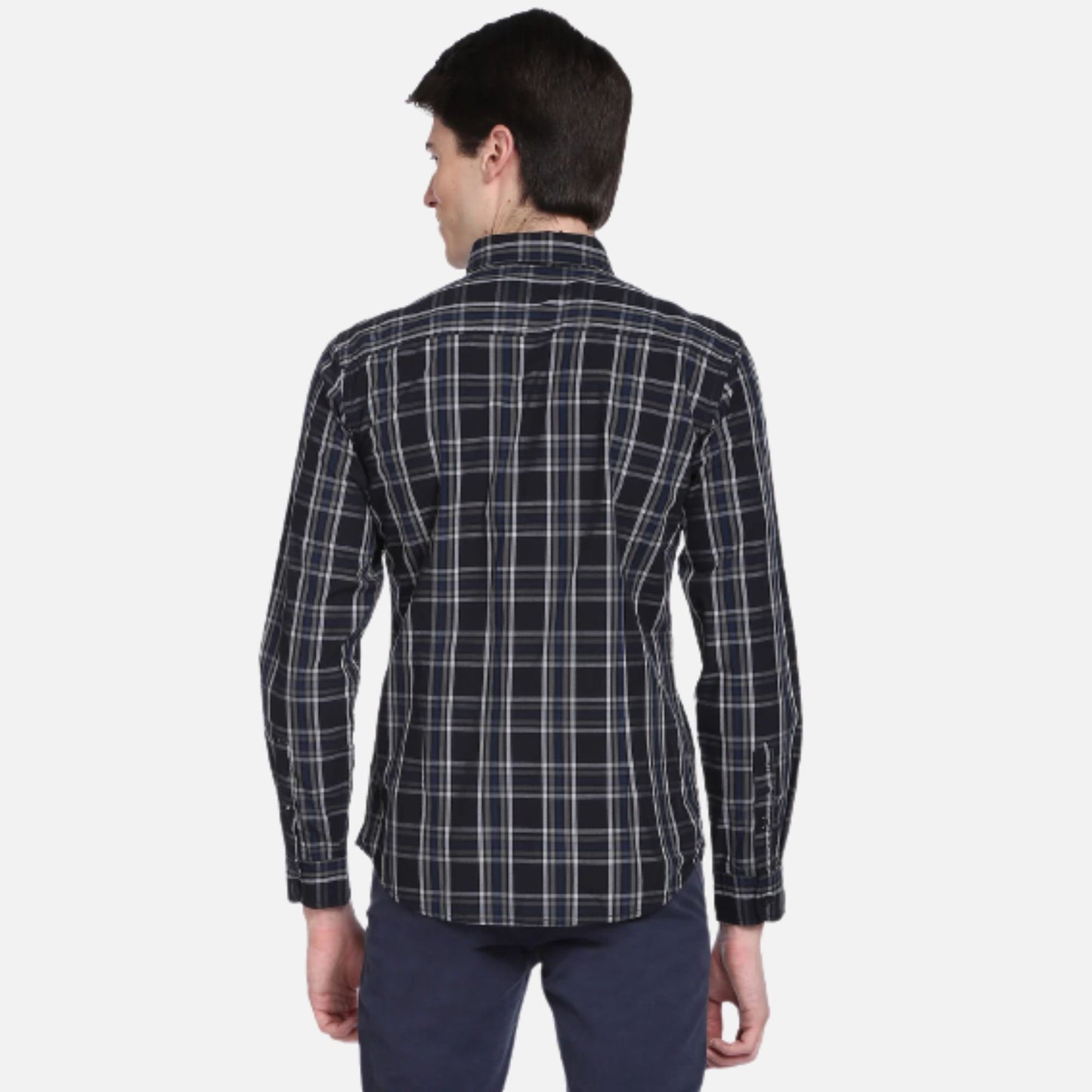 Tartan Check Button Down Collar Casual Shirt