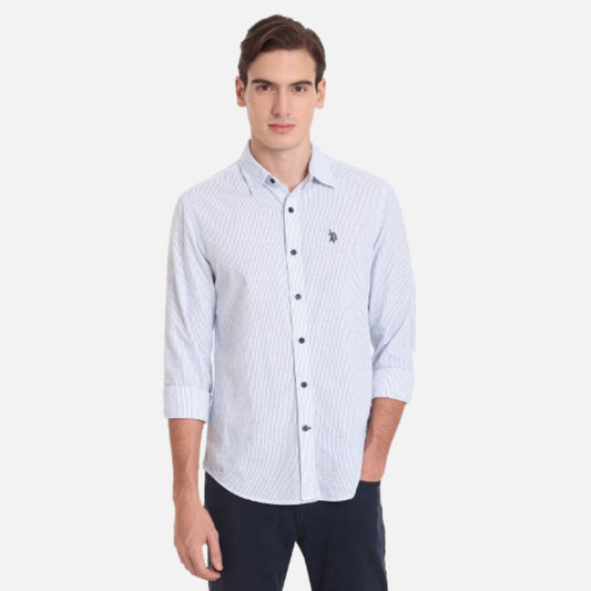 Vertical Stripe Cotton Casual Shirt