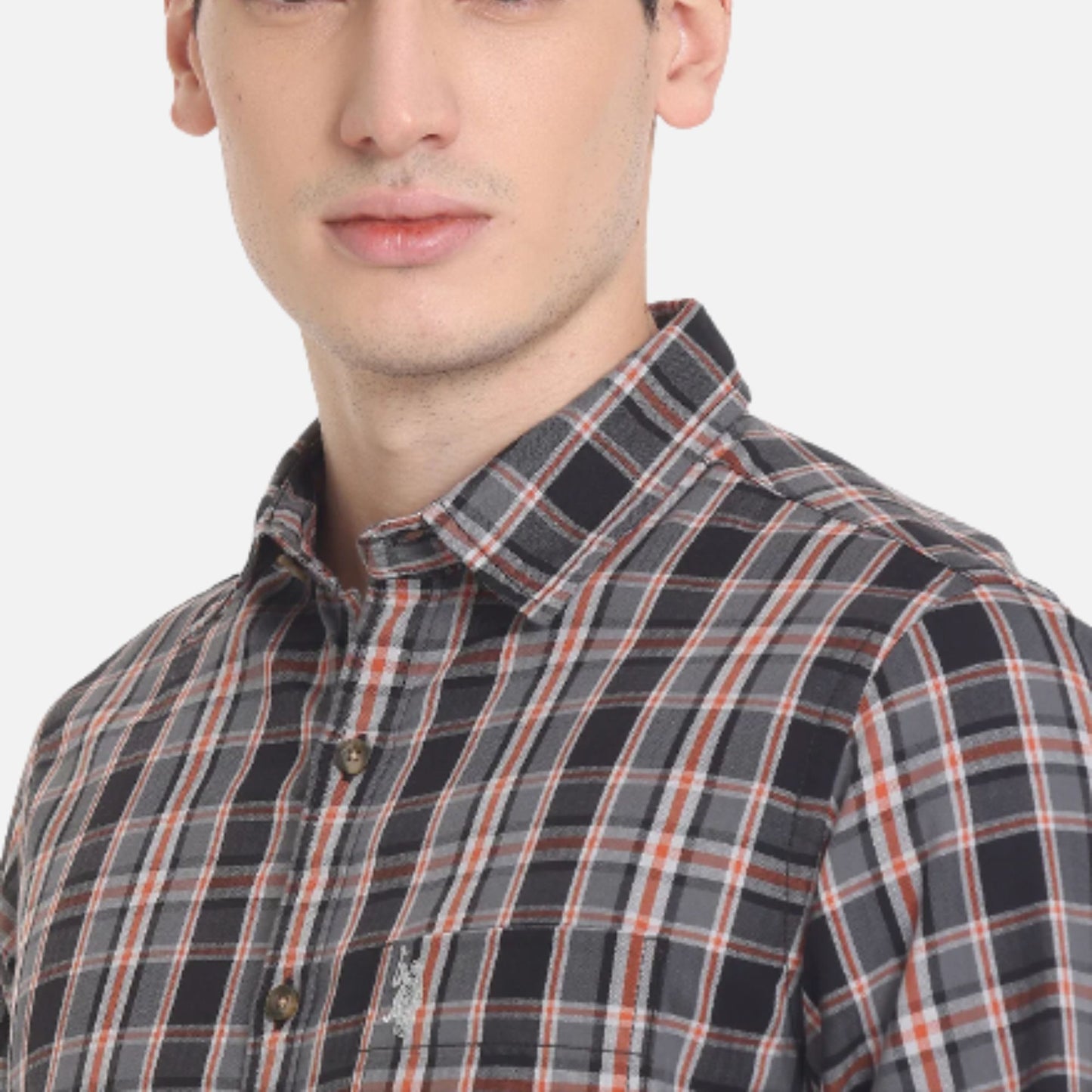 Plaid Check Herringbone Casual Shirt