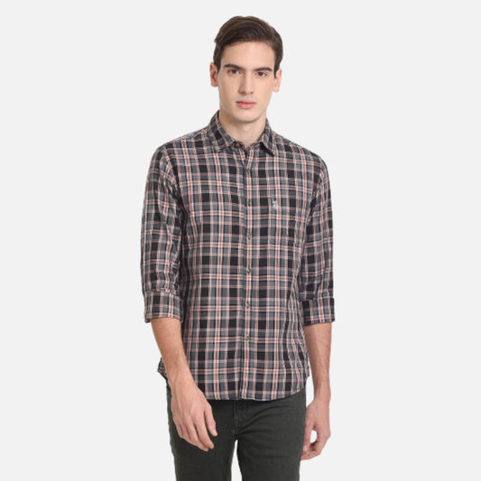 Plaid Check Herringbone Casual Shirt