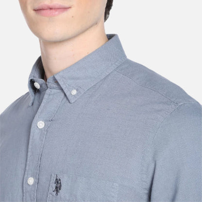 Button Down Collar Solid Casual Shirt