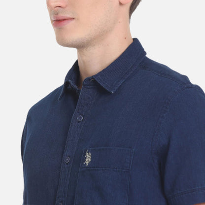 Chambray Short Sleeve Casual Shirt