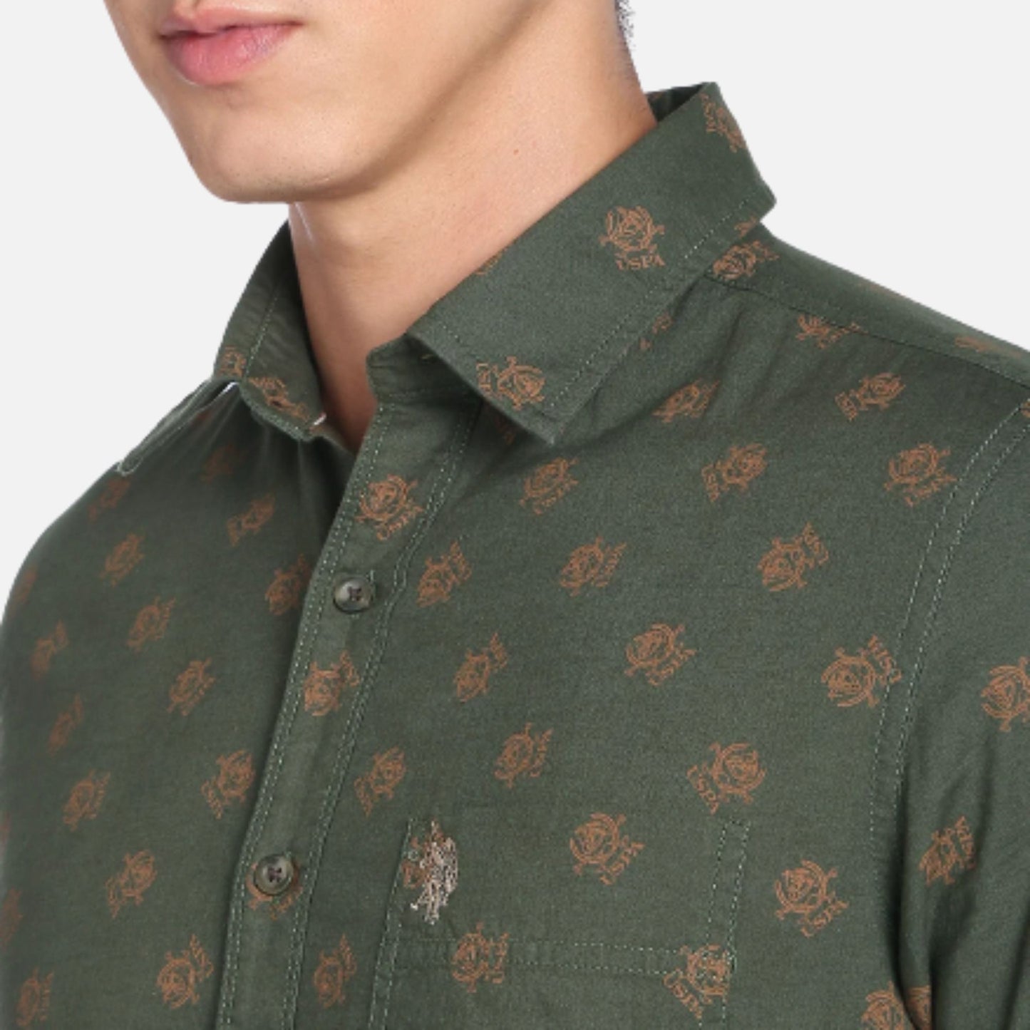 Monogram Cutaway Collar Shirt