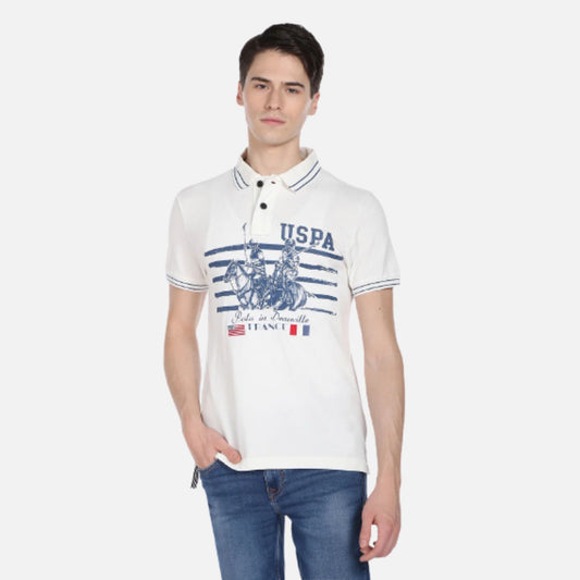 Brand Print Pique Polo Shirt