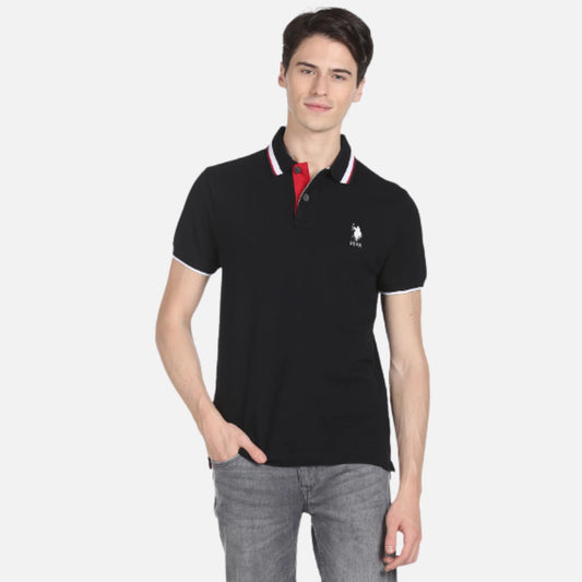 Tipped Hem Pique Polo Shirt