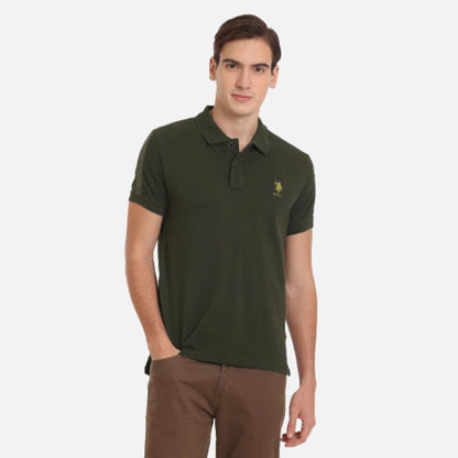 Solid Brand Taped Pique Polo Shirt