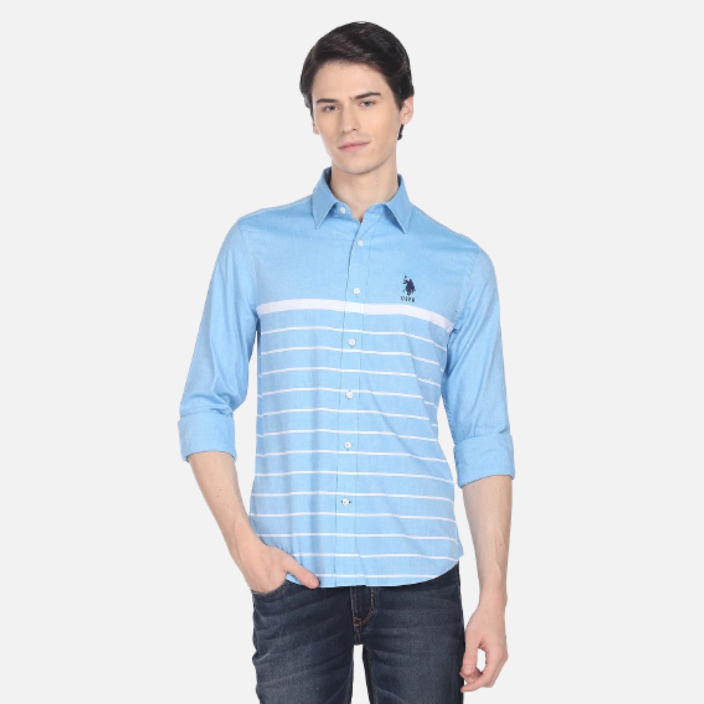 Dobby Horizontal Stripe Casual Shirt