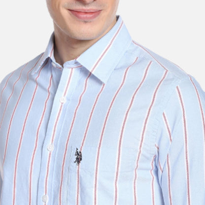 Vertical Stripe Oxford Casual Shirt