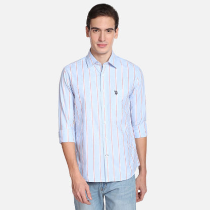 Vertical Stripe Oxford Casual Shirt