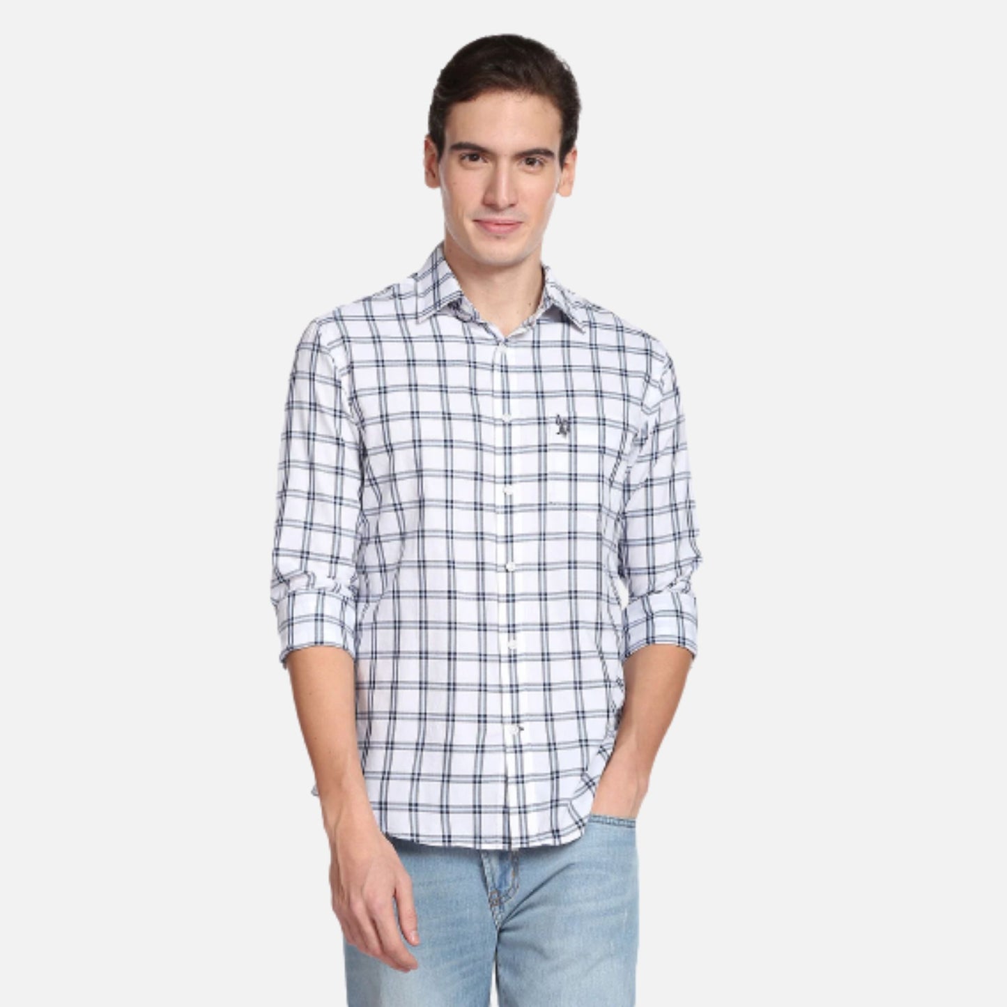 Tartan Check Herringbone Casual Shirt