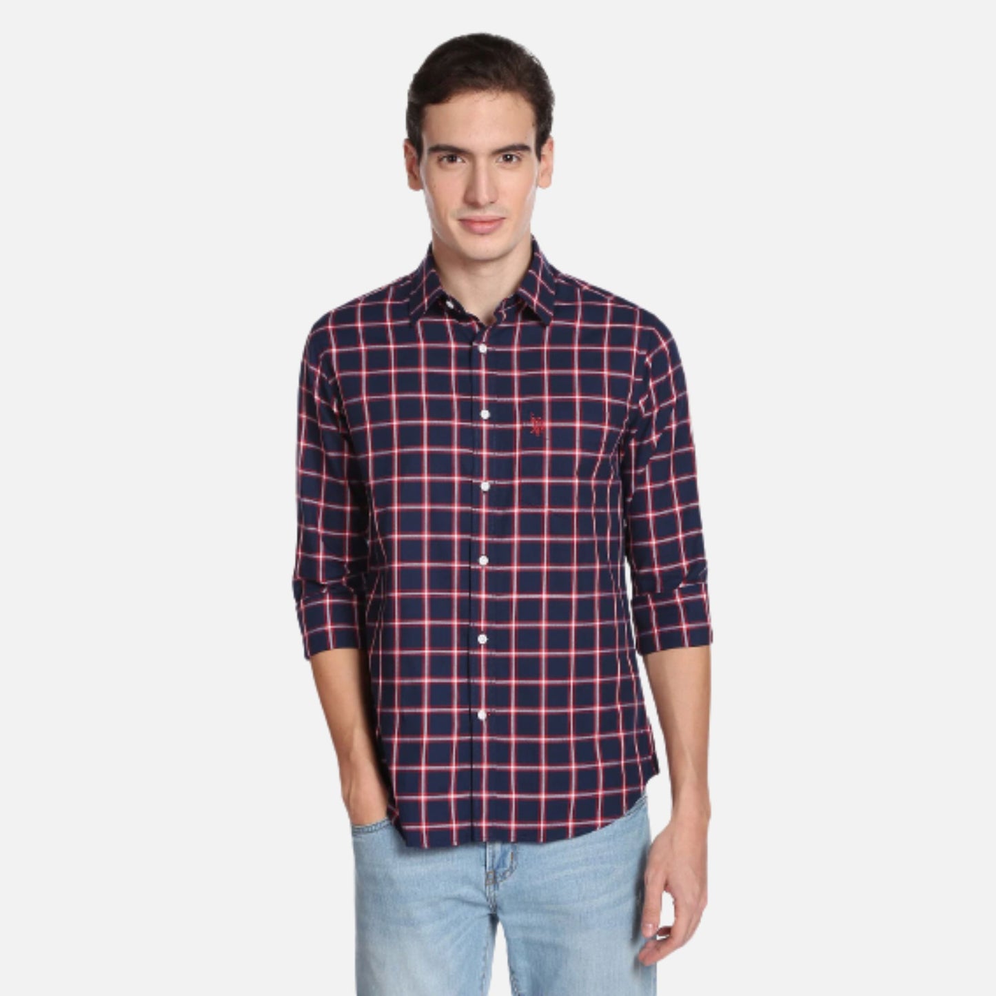 Tartan Check Herringbone Casual Shirt