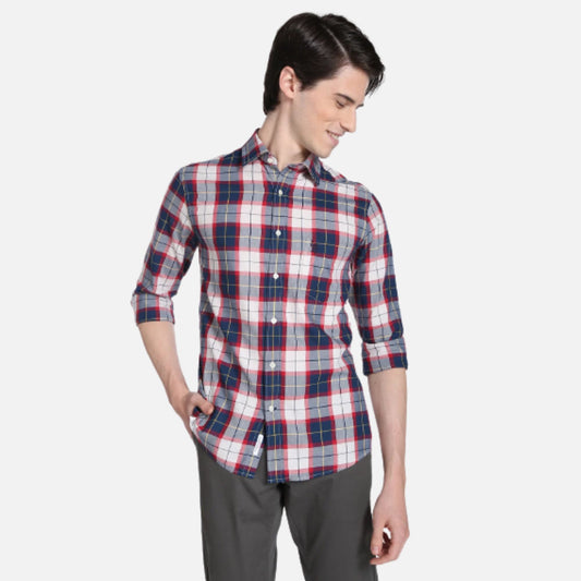 Plaid Check Twill Casual Shirt