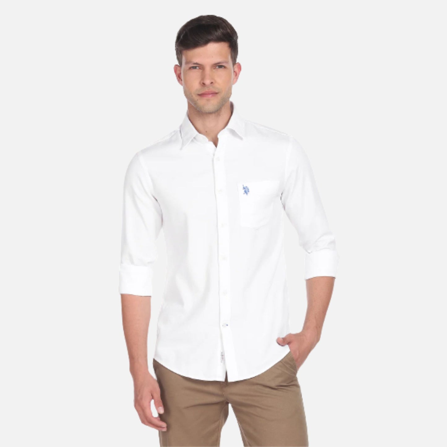 Regular Fit Solid Dobby Casual Shirt