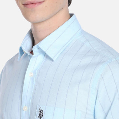 Vertical Stripe Oxford Casual Shirt