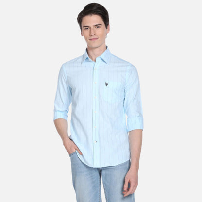 Vertical Stripe Oxford Casual Shirt